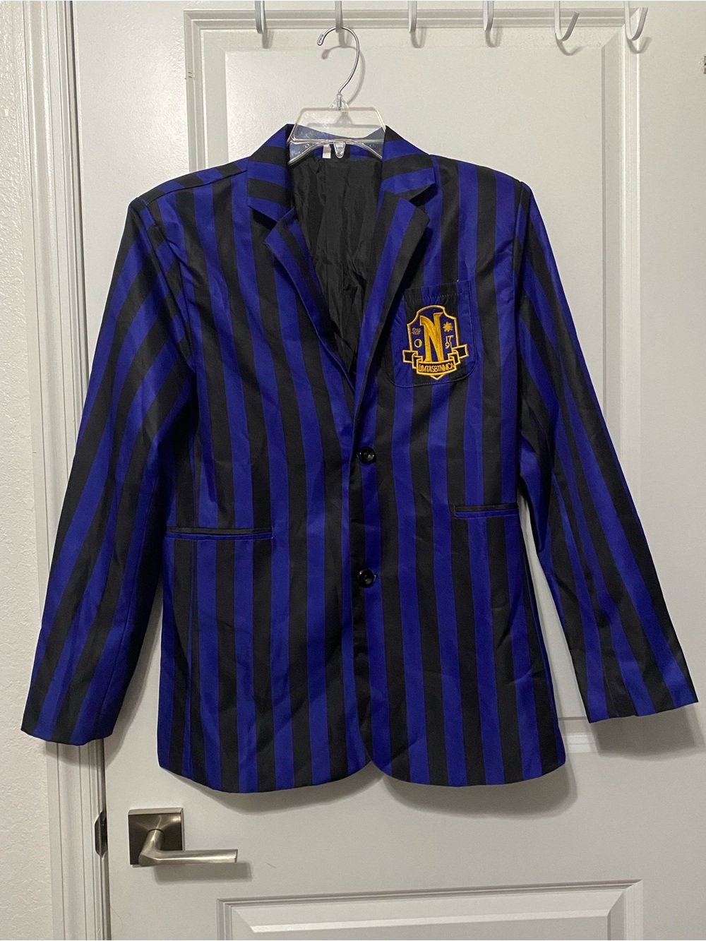 Wednesday Addams Nevermore Academy Striped Blazer Costume Black and blue